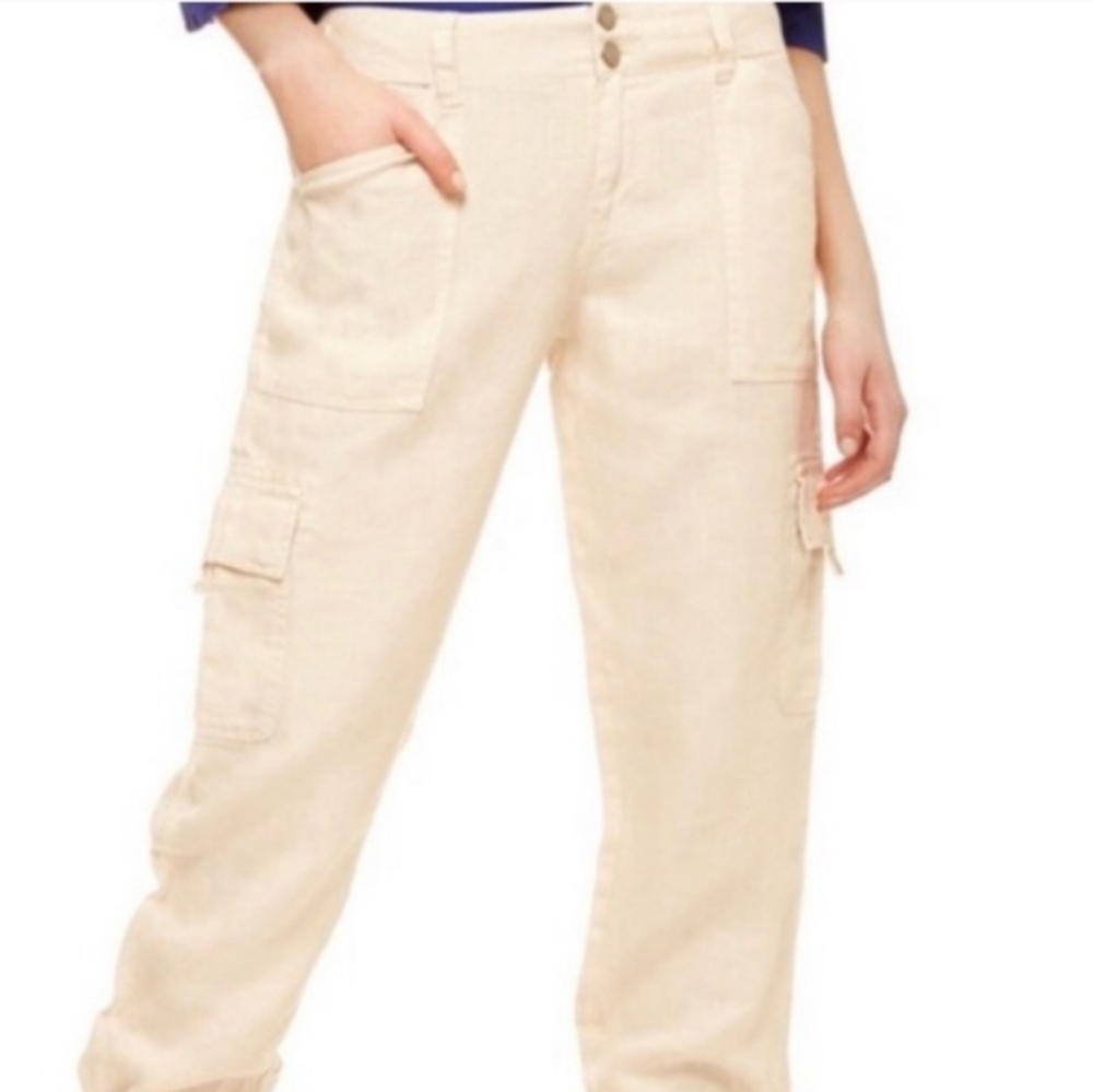Sanctuary linen straight leg cargo pant, cream, size 30